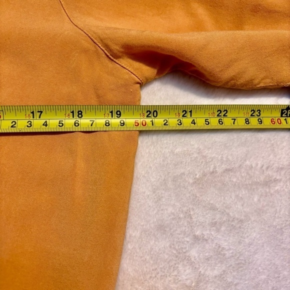 Antilia Femme Blouse Large Light Orange Peasant Smocked Hem 3/4 Slvs Rayon Boho - Picture 10 of 12